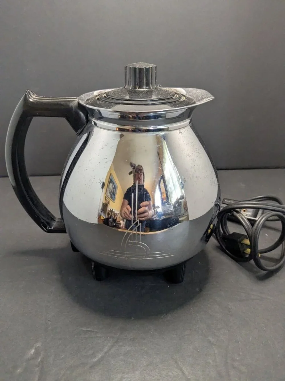 Vtg. Sunbeam Coffeemaster C30-A Electric Vacuum Coffee Pot Base Art Deco Chrome
